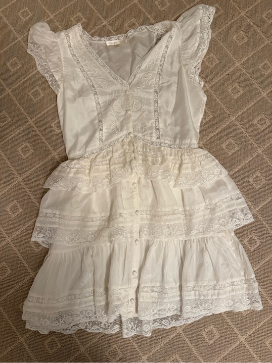 LoveShackFancy Dresses & Skirts - LoveshackFancy White Silk and Lace Tiered Dress